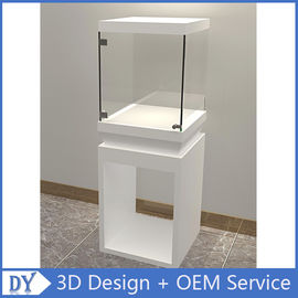 Fabbricazione OEM buon prezzo vetro di legno bianco colore prospetto display stand con serrature