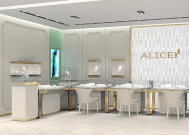 Matte Pure White Gioielleria Negozio Display Cabinets Dimensioni personalizzate Per centro commerciale