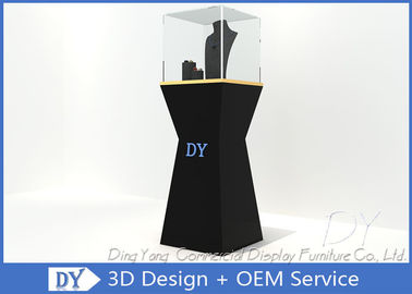 Moda preassemblato vetro nero gioielleria torre vetrina con serratura
